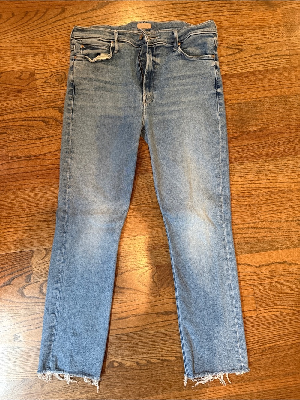 MOTHER Straight Leg Jeans in Light Blue Denim